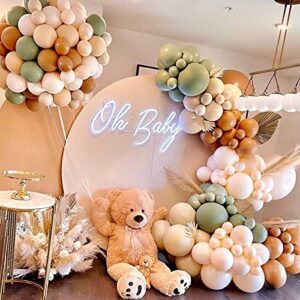 DIY Sage Green Balloon Garland Kit - 137pcs Matte Green Nude Neutral and Brown Balloons, for Birthday, Teddy Bear Baby Shower, Wedding, Boho Party Decorations, Jungle Safari Woodland Party Supplies