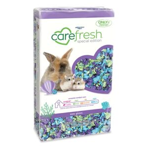 carefresh dust-free sea glass natural paper small pet bedding with odor control, 23 l