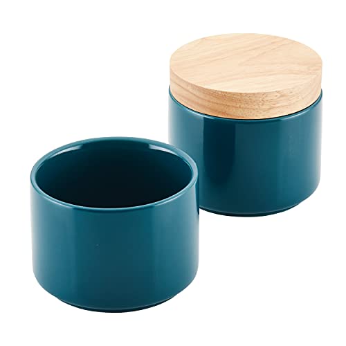 Rachael Ray Ceramics Stacking Spice/Seasoning Box Set with Lid, 2 Piece, Teal