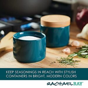 Rachael Ray Ceramics Stacking Spice/Seasoning Box Set with Lid, 2 Piece, Teal