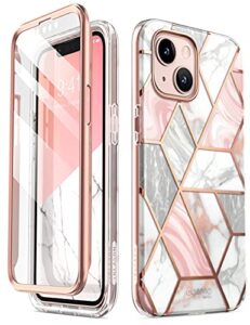i-blason cosmo series case for iphone 13 mini 5.4 inch (2021 release), slim full-body stylish protective case with built-in screen protector (marble)