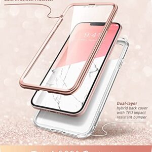 i-Blason Cosmo Series Case for iPhone 13 Mini 5.4 inch (2021 Release), Slim Full-Body Stylish Protective Case with Built-in Screen Protector (Marble)