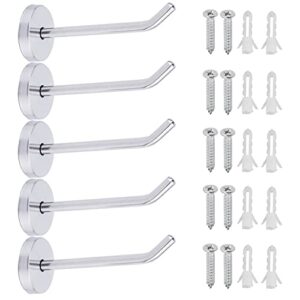 yinpecly 3.94" height stainless steel wall mounted hook elephant nose hook robe hooks single towel hanger with screws, for bedroom bathroom kitchen silver tone 5pcs