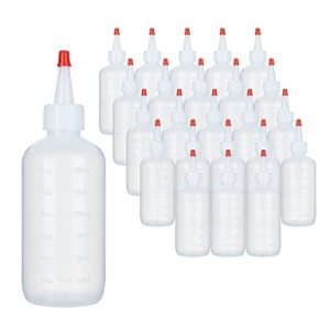 24 pack 6 oz squeeze bottles small plastic squeeze condiments bottles with red cap mini squeeze bottles for sauces, paint, cookie, dressing, tie dye