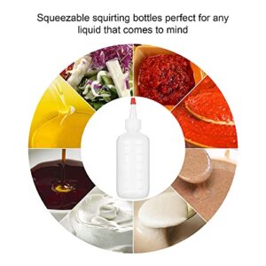 24 Pack 6 oz Squeeze Bottles Small Plastic Squeeze Condiments Bottles with Red Cap Mini Squeeze Bottles for Sauces, Paint, Cookie, Dressing, Tie Dye