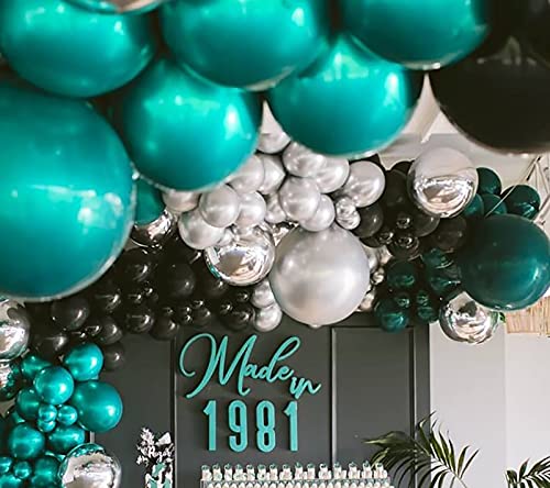 Oopat DIY Metallic Emerald and Teal Balloon Garland Arch Kit Engagement Anniversary Communion Graduation 30th Birthday Event Backdrop Party Decoration (Emerald and Teal)