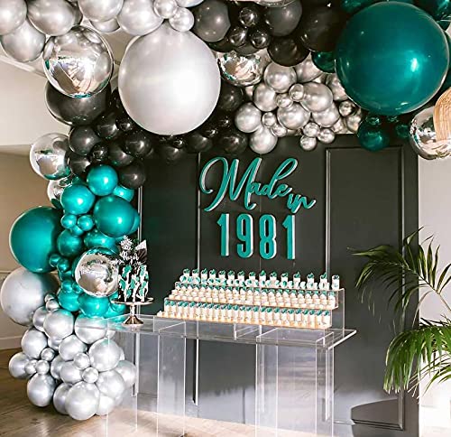 Oopat DIY Metallic Emerald and Teal Balloon Garland Arch Kit Engagement Anniversary Communion Graduation 30th Birthday Event Backdrop Party Decoration (Emerald and Teal)