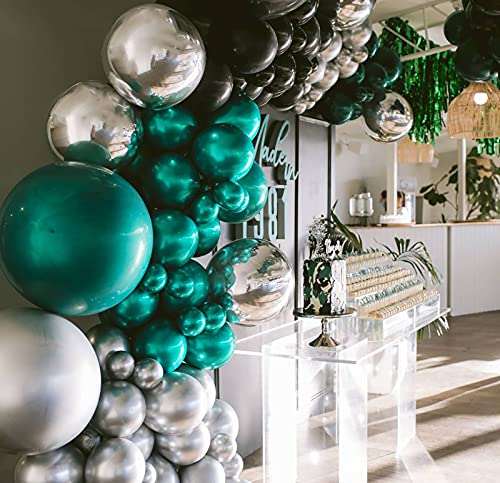 Oopat DIY Metallic Emerald and Teal Balloon Garland Arch Kit Engagement Anniversary Communion Graduation 30th Birthday Event Backdrop Party Decoration (Emerald and Teal)