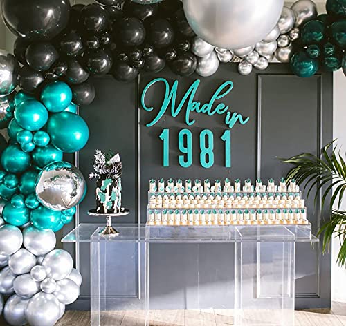 Oopat DIY Metallic Emerald and Teal Balloon Garland Arch Kit Engagement Anniversary Communion Graduation 30th Birthday Event Backdrop Party Decoration (Emerald and Teal)