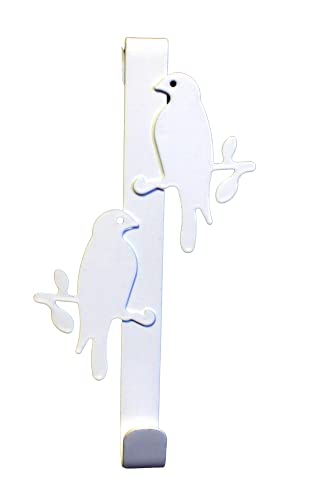 Bird Over The Door Hook - Coat Multi Purpose Organizer Hanger for Doors Door Mount Towel Hanger Towel Hooks for Bathroom Kitchen Beach Towels Bathrobe Swimsuit Door Mount Pool Towel Rack White