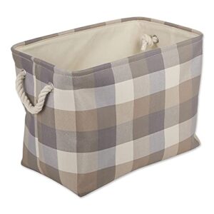 dii buffalo check storage collection collapsible bin with handles, large rectangle, 17.5x12x15, tri color stone