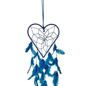 FIKIMOS Dream Catchers Wall Decor, Handmade Feather Bedroom Home Car Decor Nursery Room Hanging Decoration (Big Blue Heart)