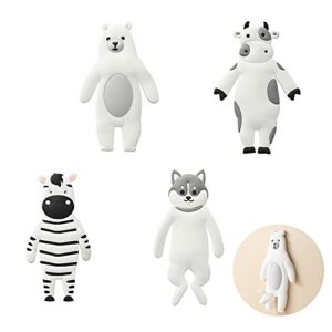 creative adhesive coat hook kitchen refrigerator sticky hook 4 pcs cute pet hooks for coat, scarf, hat, towel,key,bag, utility animal hook for wall hanging decorations