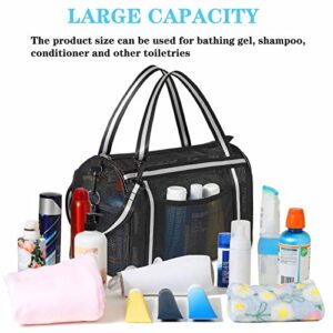 Ligereza Mesh Shower Caddy Basket for College Dorm Room Essentials, Bathroom Accessories, Gym Bathroom, Camping, Multiple Suspension Methods And Large Capacity, Portable Shower Caddy Bag (Black)
