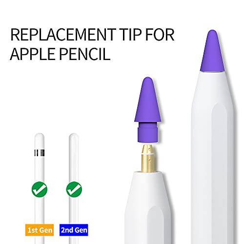 AWINNER Compatible with Apple Pencil Tip and Apple Pencil (2nd Generation) Tips,Replacement Color iPencil Nibs 6 Pack (Red/Yellow/Purple/Pink/Cyan/Grey)