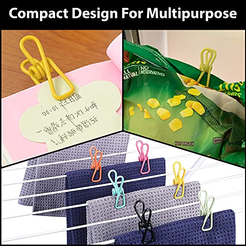 Pack of 42 Aunly chip Clips-2 inch PVC Coated Bag Clips for Sealing Food Bags,Holding Papers,Multipurpose Clothes Pins for Laundry, Attractive Multicolor Clothesline Clip for Indoor and Outdoor