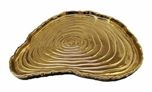 jiallo botanic collection 13x12 titanium porcelain tree bark tray in gold