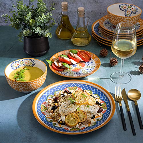 Laurie Gates by Gibson Hand Painted Tierra Mix and Match Dinnerware Set, Service for 4 (12pcs), Mosaic