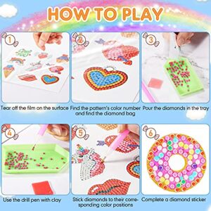 50 Pieces Gem Diamond Painting Kit for Kids Diamond Painting Stickers Diamond Art Child Stickers with DIY Painting Tools Arts and Crafts for Girls and Boys
