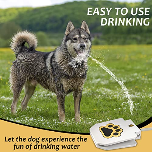 Dogsshopdaily Outdoor Automatic Dog Water Dispenser – Premium Step Water Toy Push Button – Practical Water Toys for Dogs – Pet Fountain with 40-inch Hose and Y Valve Adapter, White