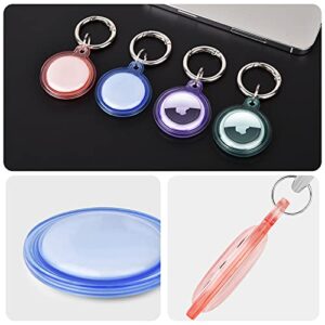 AirTags Case, AIRSPO 4 Pack Airtag Finder Protective Cover Clear TPU Waterproof Anti-Scratch Apple AirTags Holders with Keychain（Purple+Pink+Green+Blue