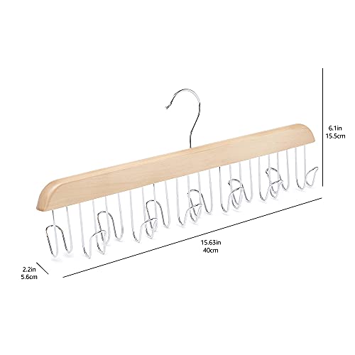 Amazon Basics Wooden Belt Hanger - Natural, 2-Pack