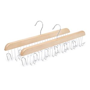 Amazon Basics Wooden Belt Hanger - Natural, 2-Pack