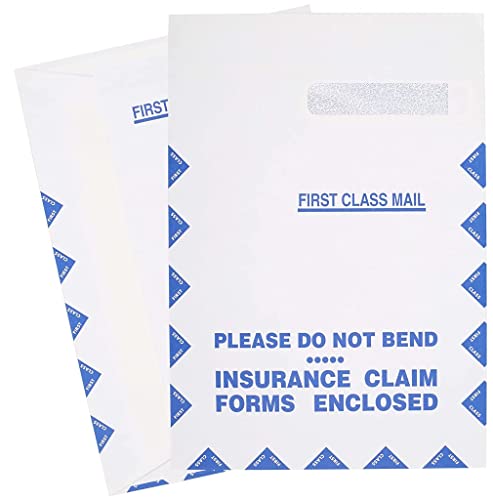 Large Security Envelopes, For Insurance Claim HCFA-1508, CMS-1500 Forms, Self-Seal Closure, ~Right Window Envelope~ 9 x 13" Pack of 100