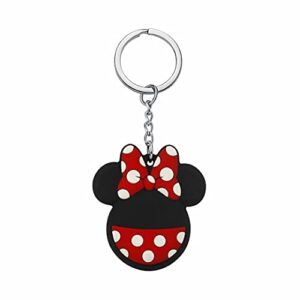 Max-ABC for Apple AirTag Case [2 Pack] Minnie Mickey Mouse Cute Cartoon AirTag Holder Case Soft Silicon Rubber Protective AirTag Cover with Metal Ring Hook for Key/Bag/Pet,A2