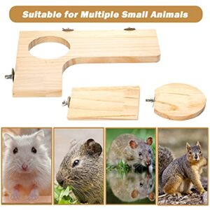 X-pet Hamster Cage Accessories Wooden Platform Chinchilla L-Shaped Round Hole Wooden Playing platform, 5Pcs of Wooden Pedal Toys, Provide a Habitat for Small Animal & Birds, for Squirrel Gerbil