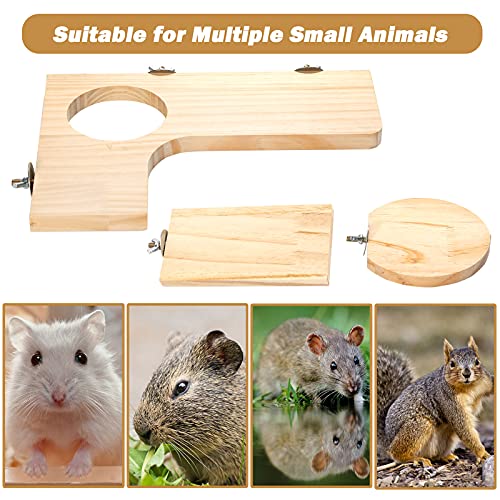 X-pet Hamster Cage Accessories Wooden Platform Chinchilla L-Shaped Round Hole Wooden Playing platform, 5Pcs of Wooden Pedal Toys, Provide a Habitat for Small Animal & Birds, for Squirrel Gerbil