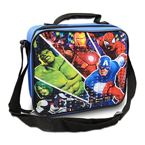 Avengers Lunch Box For Boys, Kids - Bundle with Avengers Lunch Container Kit, Bracelets, Stickers, More