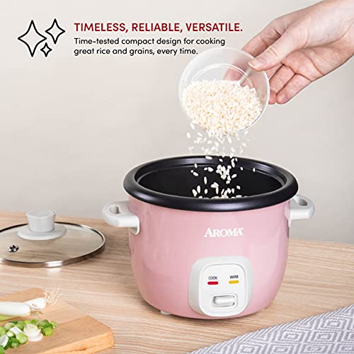 Aroma Housewares 4-Cups (Cooked) / 1Qt. Rice & Grain Cooker (ARC-302NGP), Pink