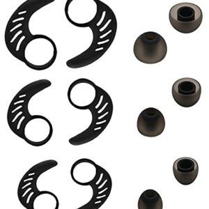 JNSA Ear Fin and Ear tip Set Replacement for Jaybird X2 X3 X4 X, S/M/L 3 Size 6 Pairs,Ear Fins 3 Pairs and Ear Tips 3 Pairs Compatible with Jaybird X X2 X3 X4,Black 33