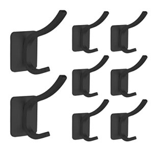 hufeeoh adhesive towel hooks, deavy duty hooks adhesive towel hanger for bathroom, bedroom, kitchen, restroom, hotel and wall mounted (8pc, black)