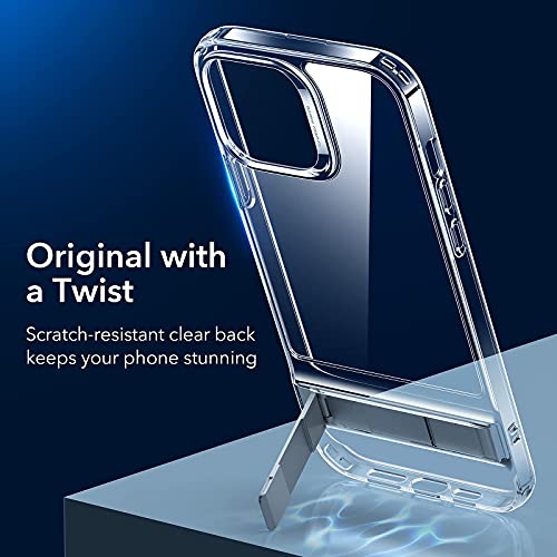 ESR Metal Kickstand Case Compatible with iPhone 13 Pro Max Case, Patented Two-Way Stand, Reinforced Drop Protection, Slim Flexible Back Cover, Clear