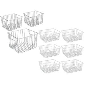 ipegtop wire storage baskets and deep refrigerator freezer baskets, white- 3 large and 6 medium