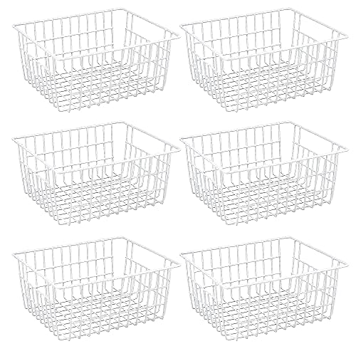 iPEGTOP Wire Storage Baskets and Deep Refrigerator Freezer Baskets, White- 3 Large and 6 Medium