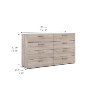 Home Square 3 Piece Bedroom Set with 8 Drawer Dresser and Two 2 Drawer Nightstand in Truffle