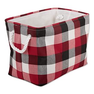 dii buffalo check storage collection collapsible bin with handles, medium rectangle, 16x10x12, tri color cardinal red