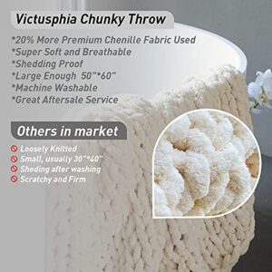 Victusphia Chunky Knit Blanket Throw Chenille Knitted Yarn Throw Blanket for Couch & Bed Fall Decor Large Soft Comfy Cable Blankets & Throws Purple Lavender 50"x60"