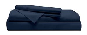 kesara 1000 thread count 100% egyptian cotton bed sheets 4 pc queen size sheet set navy blue, sateen weave bed sheets, single ply yarns, luxury collection, fits mattress up to 16” deep pocket