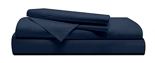 KESARA 1000 Thread Count 100% Egyptian Cotton Bed Sheets 4 Pc Queen Size Sheet Set Navy Blue, Sateen Weave Bed Sheets, Single Ply Yarns, Luxury Collection, Fits Mattress up to 16” Deep Pocket