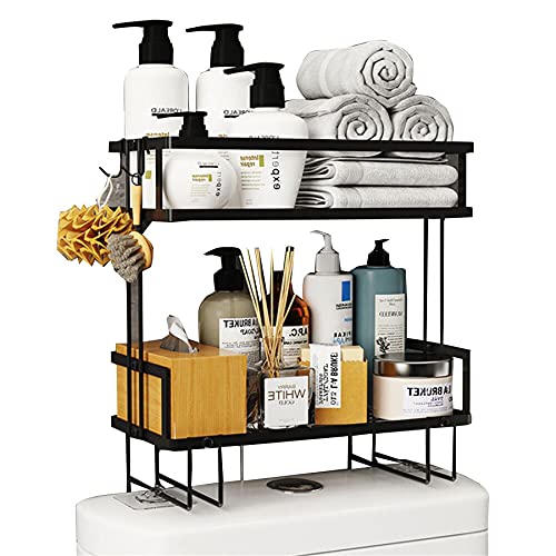 tristonsong 2-Tier Bathroom Over The Toilet Storage Shelf Countertop Organizer Kitchen Storage Organization with Wire Bracket Black