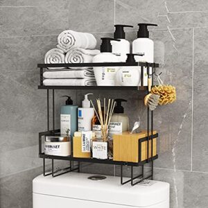 tristonsong 2-Tier Bathroom Over The Toilet Storage Shelf Countertop Organizer Kitchen Storage Organization with Wire Bracket Black