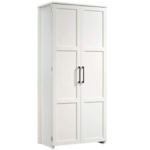 pemberly row 30" w pantry storage cabinet with doors and shelves in white
