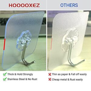 HOOOOXEZ Adhesive Wall Hooks for Hanging Heavy Duty 13lbs, No Damage Picture Frames Hangers for Home and Office, Sticky Hooks for Kitchen Bathroom, Transparent Waterproof and Rustproof, 10 Pack