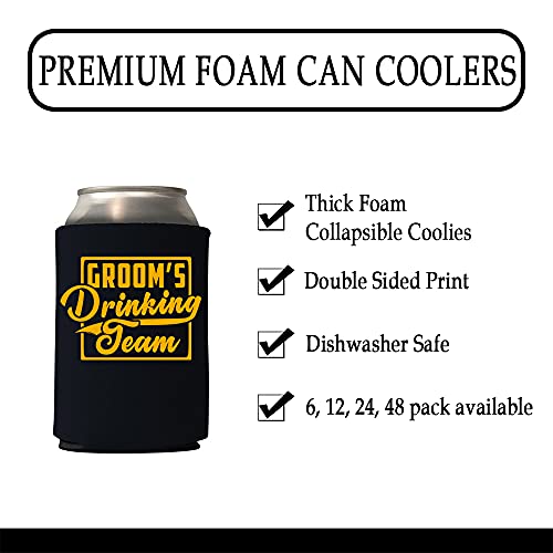 Veracco Groom and Groom's Drinking Team Can Coolie Holder Bachelor Party Wedding Favors Gift For Groom Groomsmans Proposal (Gold, 12)