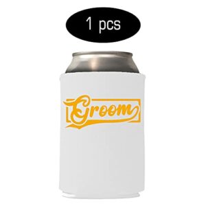 Veracco Groom and Groom's Drinking Team Can Coolie Holder Bachelor Party Wedding Favors Gift For Groom Groomsmans Proposal (Gold, 12)