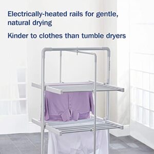 Easylife XL Heated Drying Rack with Timer, 3 Tier Airer, Warming Clothes Dryer, Electric Clothes Horse, Laundry Rack, h57.8 x w28.3 x d26.4